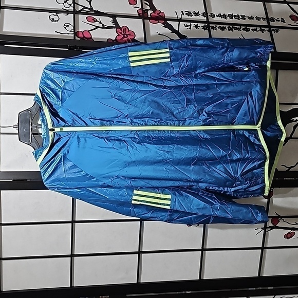 Adidas Windbreaker Jacket Blue‎ Lime Green - Picture 1 of 7